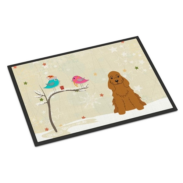 Carolines Treasures Christmas Presents Between Friends Cocker Spaniel Red Indoor or Outdoor Mat, 24 x 0.25 x 36 in. BB2567JMAT - main